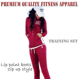 Premium Women Tracksuit Lip Point Zip Up Athletic Apparel Jogger Yoga 