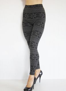 Snowflake Print High Waist Banded Heavy Weight Footless Leggings ONE 