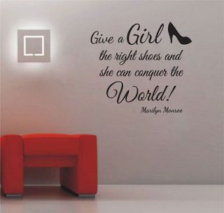 MARILYN MONROE Give a Girl Right Shoes Conquer World Vinyl Wall Decal 