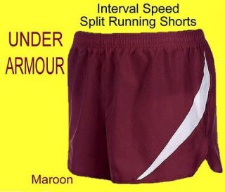 Mens UNDER ARMOUR Maroon INTERVAL Speed SPLIT RUNNING SHORTS w/Inner 