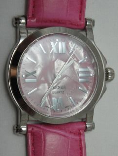   ~ LADIES / WOMENS FASHION WATCH PINK LEATHER STRAP BAND & MOP FACE