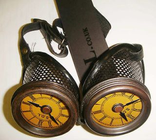 steampunk handmade gunmetal mesh goggles with clock face