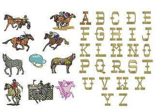 Horse Track Racing Machine Embroidery Designs FREE FONT Brother 