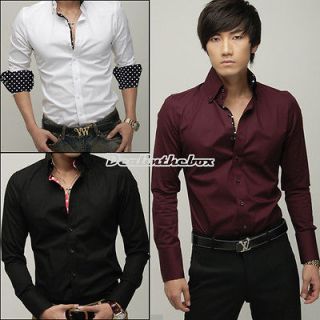 mens casual slim fit stylish dress shirts 3 color new