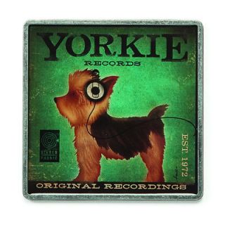 Demdaco Stephen Fowler Collection Yorkie Record Fridge Magnet Dogs 
