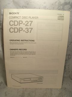 1987 sony compact disc player cdp 27 cdp 37 operating