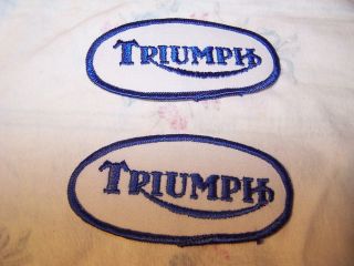 Set of 2 Triumph Motorcycle 3 7/8 Cloth Patches For Jacket & Clothes 