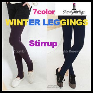 FLEECE lined STIRRUP LEGGINGS tights opaque warm thermal thick womens 