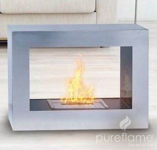   Silver Window Flame BLA001 Ethanol Biofuel Freestanding Fireplace