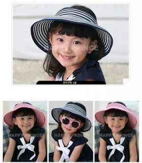   Child Summer beach Sun folding Wide Brim straw Hat Cap adjustable