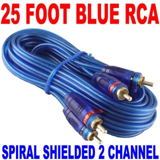 NEW SAMURAI AUDIO 25 FT 2 CH BLUE TWISTED CAR AMP RCA CABLES 