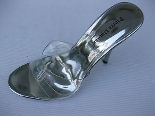 Pierre Dumas Womens Shoes $39 Classic Lucite Silver Slide Sandal 8 M