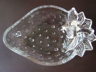   GLASS STRAWBERRY Jelly DISH BOWL EMBOSSED Made Japan Studio Nova