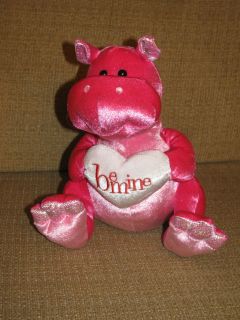    Shocking Pink BE MINE White Heart Dragon Stuffed Animal Plush