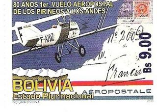 bolivia mnh stamps aeropostal 80th anniversary  4