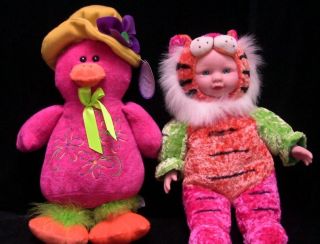 sugarloaf lot of two baby dressed as tiger pink bird