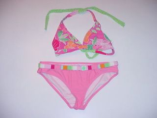 Aero by Aeropostale pink flowered bikini swim suit, no padding, M