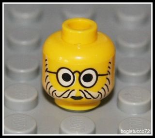 Lego City x1 Yellow Head White Beard ★ Glasses Mustache Old Man 