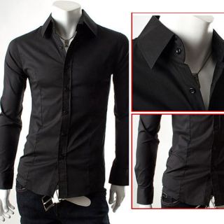 New Mens Slim Fit Super Casual Luxury Tops Button Dress Shirt IN Size 
