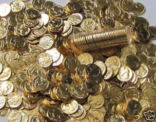 FULL ROLL OF 40   24k .999 GOLD PLATED INDIAN HEAD BUFFALO NICKELS