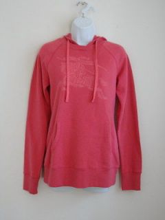 New BURBERRY Pink Sweet Pea Cotton Knit Pullover Logo Hoodie Sweater 