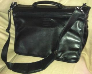 classic black leather tumi messenger bag briefcase
