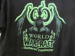   Blizzard World of WarCraft Burning Crusade Black T Shirt Tee Green L