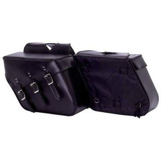 2pc Waterproof Black PVC Slanted Motorcycle Saddlebag Luggage Set 
