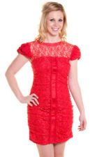 NEW FOREVER UNIQUE HEAVY LACE DRESS WITH ZIP BACK IN RED IN SIZES UK 8 