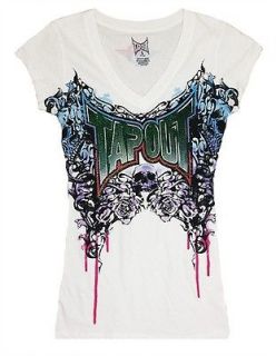 Tapout Womens T Shirt Clothing Ufc Fight Gear Skulls rose nwt
