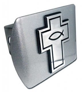 christian fish on cross chrome usa trailer hitch cover time