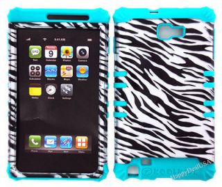Teal Green Silicone Silver ZEBRA Hybrid Cover Case for Samsung Galaxy 