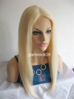 Full Lace 100% Indian Remy 613 Platinum Pale Blonde Wig 18 Silky 
