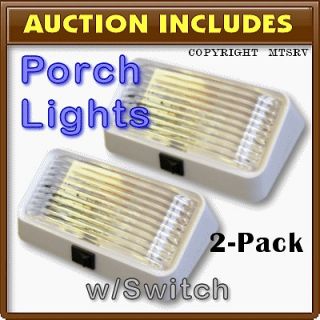 BARGMAN 12v Porch Light White w/ Black Switch Clear Lens 2 PACK 