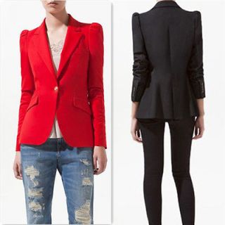 New Strong Shoulder Peplum Hemline Womens Blazer Slim Fit Casual Suits 