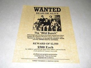 THE WILD BUNCH WANTED POSTER EXACT REPRODUCTION ON 24 POUND PARCHMENT 