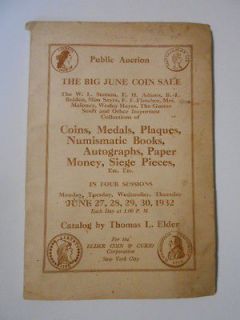 the big june coin auction 1932 thomas l elder catalog