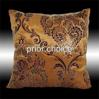 Newly listed 2X RARE BROWN GOLD DAMASK VELVET THROW PILLOW CASES 17