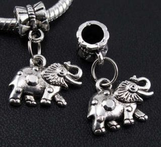 10pcs Tibetan Silver Elephant Dangles Charms Beads Fit European 
