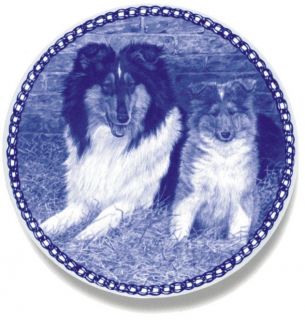 collie rough puppy danish blue porcelain plate 