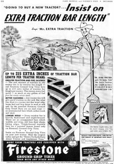1941 Firestone Old Dobbin & Mr. Extra Traction Farm Tractor Tire Ad