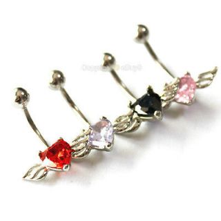   Angel heart Pendants Curved Belly Button Navel Ring Piercing S256z9