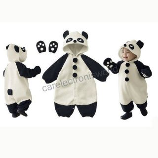 Baby Kids Animal Panda Character Costume Fleece Hooded Romper outfit 