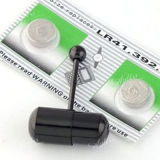   Stainless Steel Vibrating Tongue Bar Ring + 2 Free Batteries Piercing