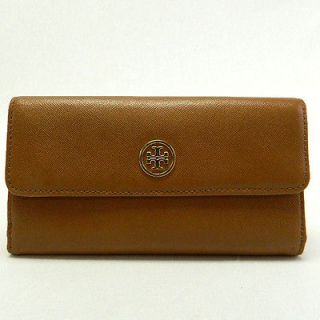 Tory Burch AUTH Luggage Robinson Double Snap Continental Clutch Wallet 