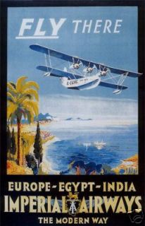 vintage imperial airways air boat travel poster 