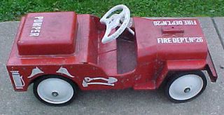   STRUCTO WILLYS FIREMAN JEEP PUMPER FIRE DEPT NO 26 RIDE ON TOY VGC