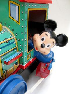  Mickey Mouse Train Battery Operated Tin Litho TM Modern Toys Japan