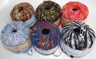 Lot of 6 balls of TWINKLY TRAIL ladder trellis yarn Mix#1 multi