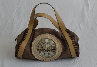 Cromia Designer Brown Bronze Diamante Mirror Large Shoulder Handbag 